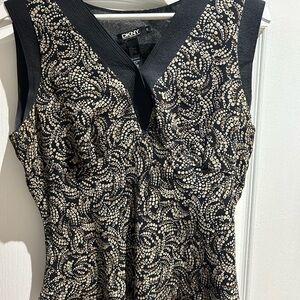 DKNY Black and Cream Swirl Dress